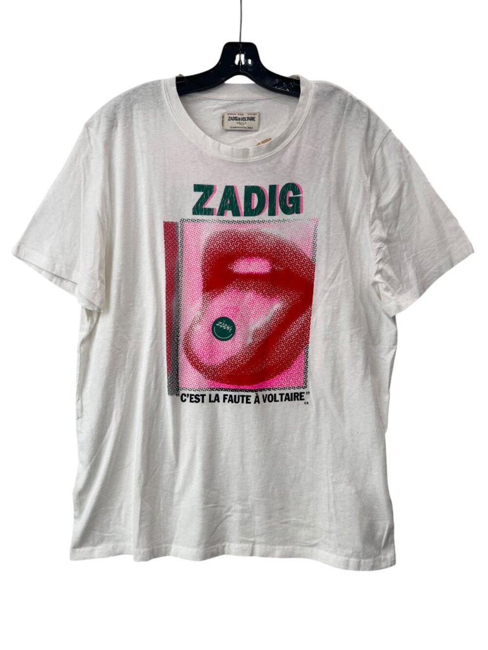 $175 NWT Zadig & Voltiare White Ted Graphic Happy Mouth Tee Shirt size XL - Picture 2 of 7